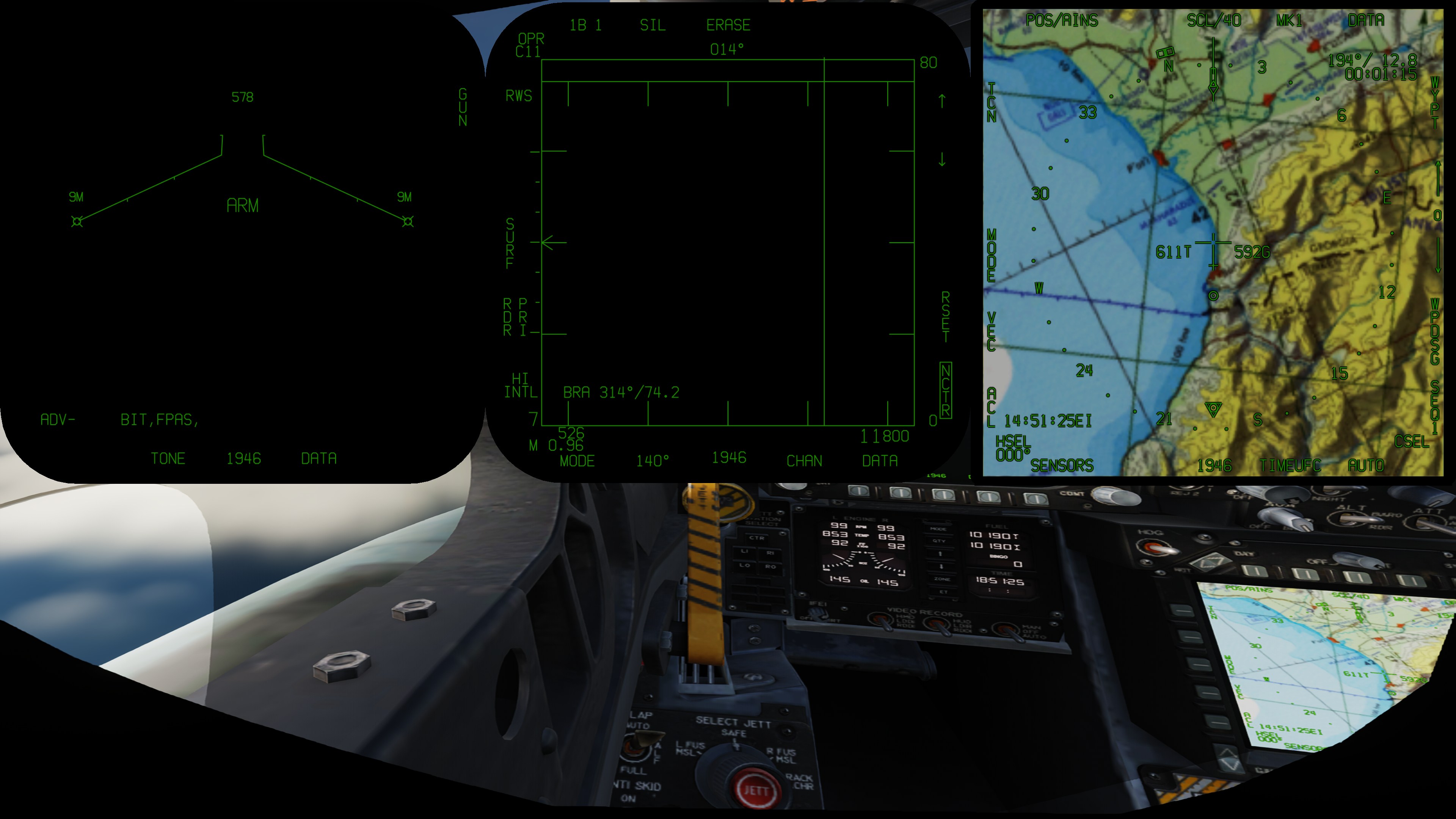 The three exported DDI squares showing live content on the desktop.