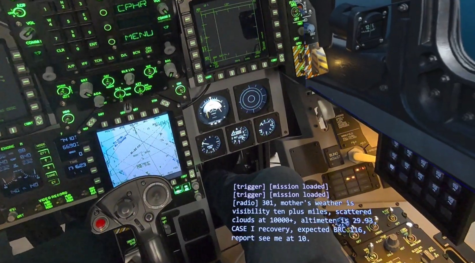 DCS Messages mask showing recent radio calls