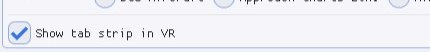 The Show tab strip in VR checkbox at the bottom of the kneeboard panel.