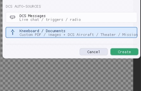 The Add new mask wizard with Kneeboard / Documents selected at the bottom of the list.