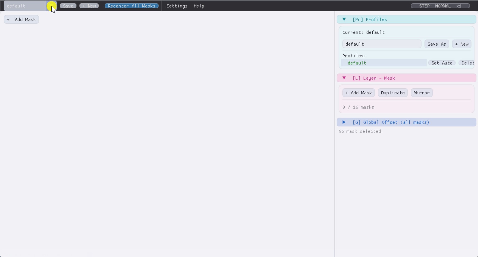 Profile dropdown, Save, +New buttons in the top menu bar.