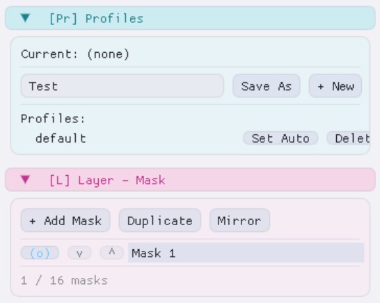 [Pr] Profiles section with profile list and management buttons.