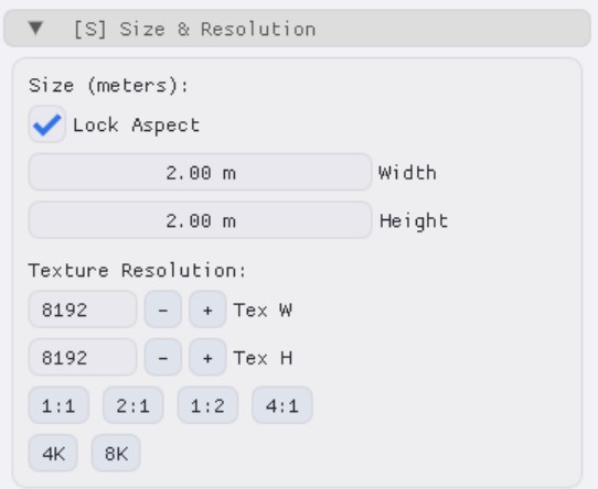 [S] Size & Resolution