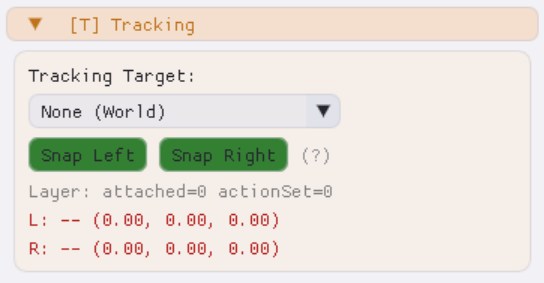 [T] Tracking dropdown - World / Left / Right Controller.